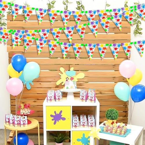 Art Paint Theme Pennant Banners - 5 Pack Multicolor Triangle Garland