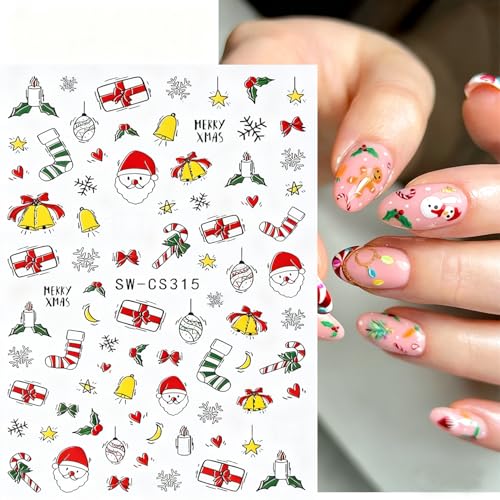 TANYOOTO Christmas Nail Art Stickers 6 Sheets Winter Holiday Decals