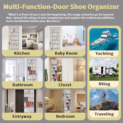 PAULONE White Over the Door Organizer with 30 Large Pockets & Adjustable Hooks