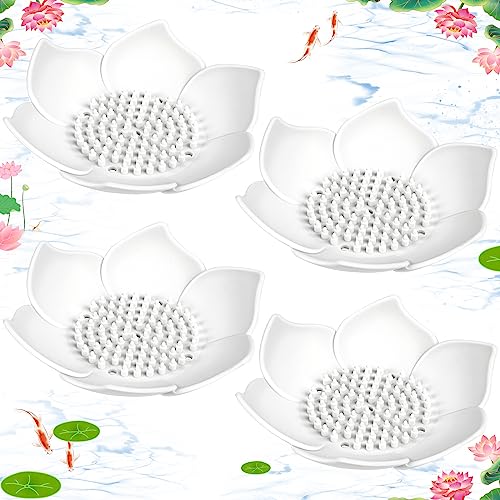 WhistenFla 4-Pack Lotus Silicone Soap Dish - Self-Draining Shower Tray