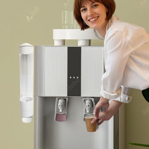 Japard Cup Dispenser Holder for Water Cooler with Magnet for Wall Mount, 4oz - 7oz Paper Plastic Cups Cones for Home Bathroom Office Hospital White with Magnetic Sheet