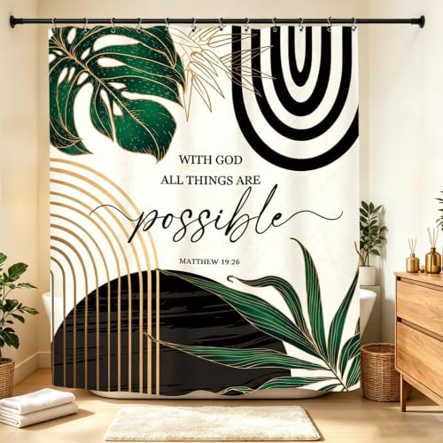 Miyotaa Abstract Emerald Green Shower Curtain Set - 60x71 Inches
