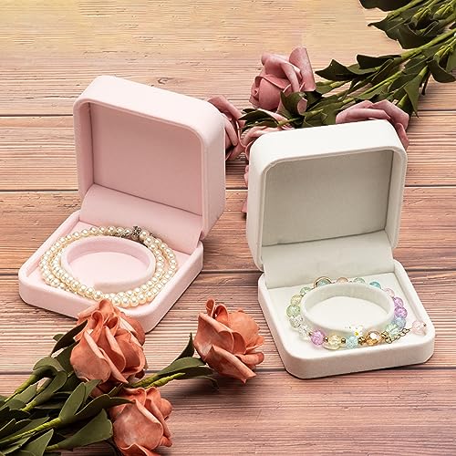 Pink Velvet Bracelet Jewelry Box - Bangle Storage Organizer