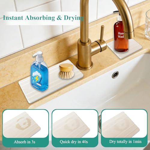 Mucco 3-Piece Quick-Drying Diatomite Stone Sink Tray - White