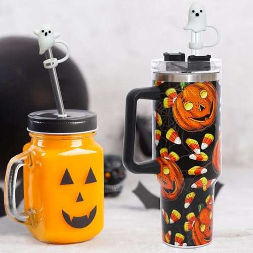 Halloween Ghost Silicone Straw Cover Caps for Stanley Cups - 4PCS