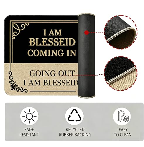 Bless2 Welcome Doormat - Funny I AM Blessed Entry Rug 16x24 with Anti-Slip Back