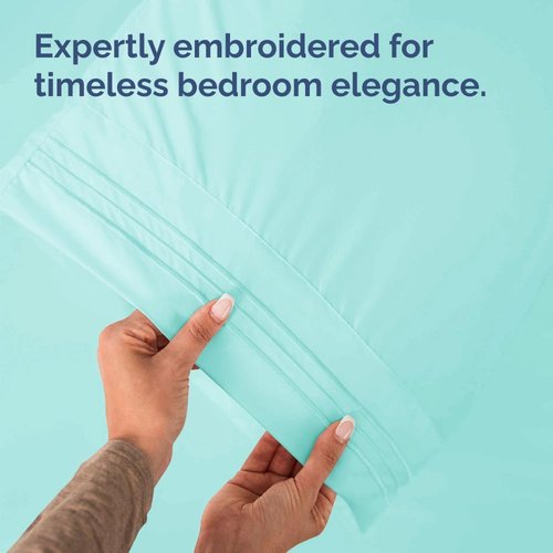 King Standard Pillow Cases Set of 2 - Soft Hotel Quality - Fade-Free, Wrinkle Resistant - Spa Blue