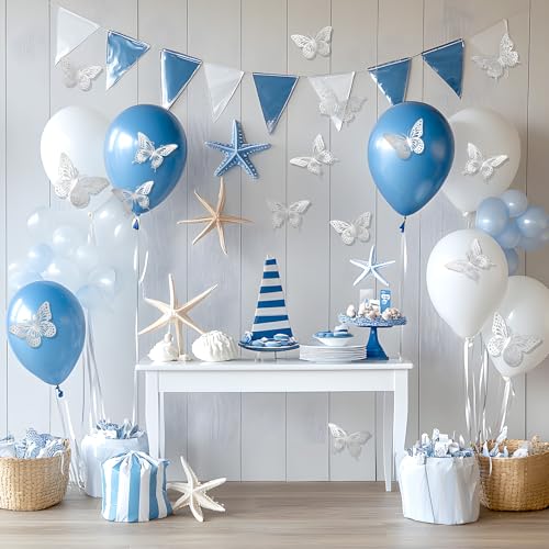 48 Pcs Silver 3D Butterfly Wall Decor Stickers for Crafts and Cake Toppers