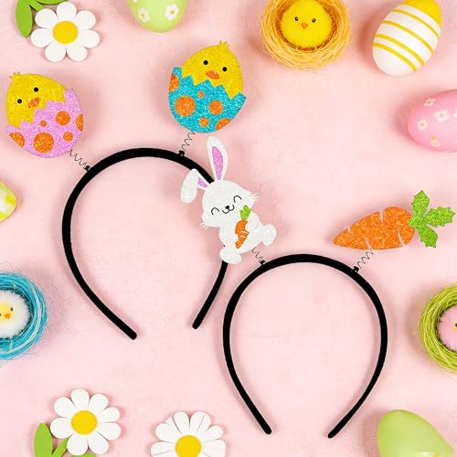 Easter Headbands for Women 2 Pcs Bunny Carrot Paper Hair Accessories