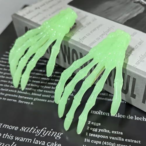 Penta Angel Skeleton Hand Hair Clips Metal Skull Hairpins 2Pcs White