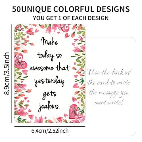 50 Pcs Inspirational Motivational Cards with Blank Back for Notes