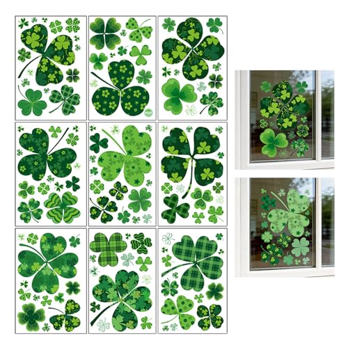 St. Patrick's Day Window Clings - 9 Reusable Shamrock Decals