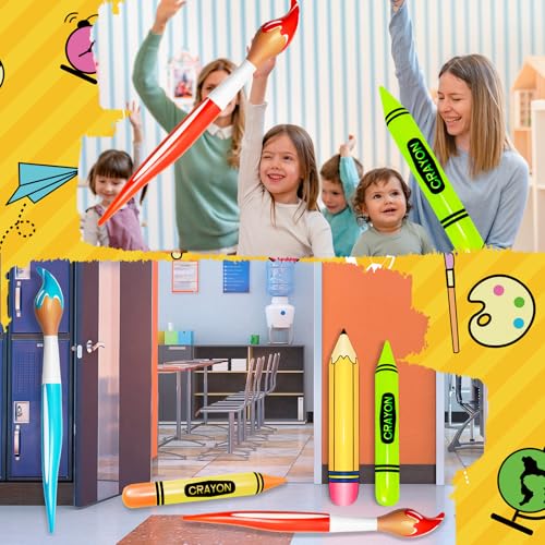 6 Pcs Inflatable Giant Paint Brush & Crayon Balloon Set