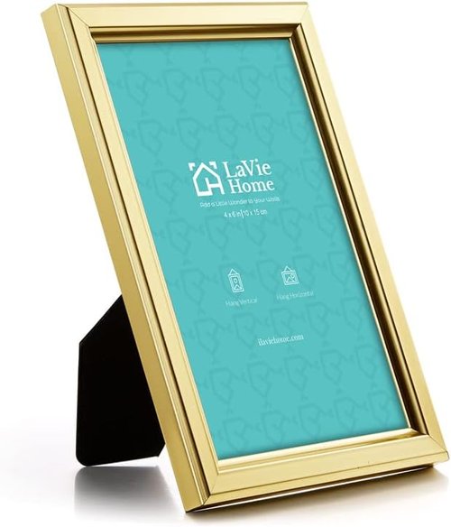LaVie Home 4x6 Picture Frames - Set of 12 Gold Frames with High Definition Glass for Wall & Table Display