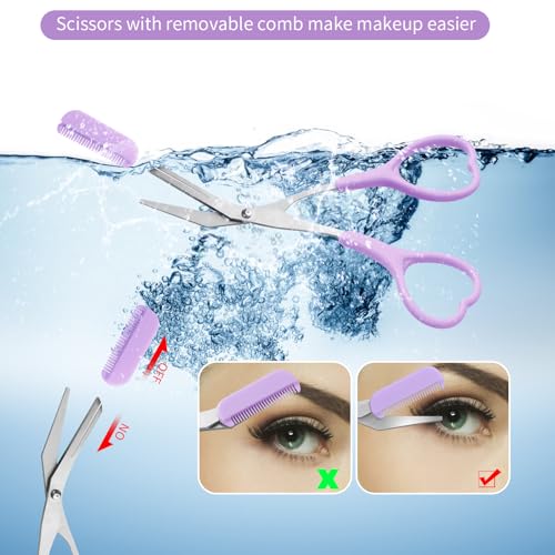Eyebrow Trimmer Scissors with Comb and Razor Set