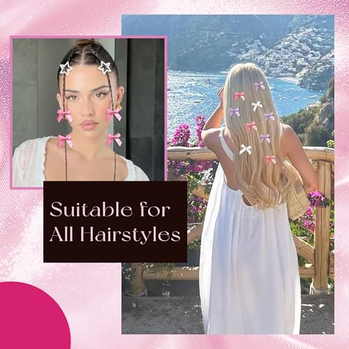 YAEISM 24PCS Y2K Star Hair Bows & Mini Barrettes in 3 Colors