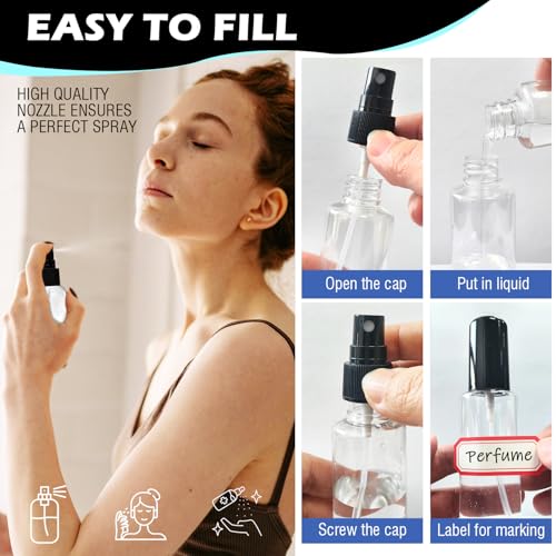 DupakSYS 5 Pack 2oz Travel Spray Bottles Refillable Fine Mist Containers