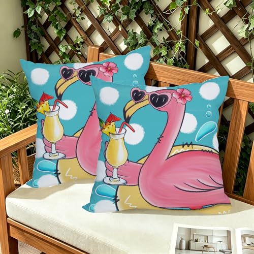 Fukeen Waterproof Flamingo Throw Pillow Covers - 20x20 Inch (2 Pack)