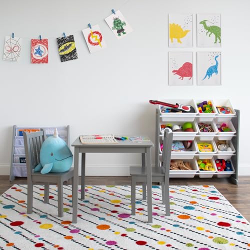 Humble Crew Kids Wooden Table and 2 Chairs Set, Grey - Square Kids Table and Chair Set for Toddlers and Children for Arts, Crafts, and Snack Time - Sturdy, Durable Toddler Activity Table