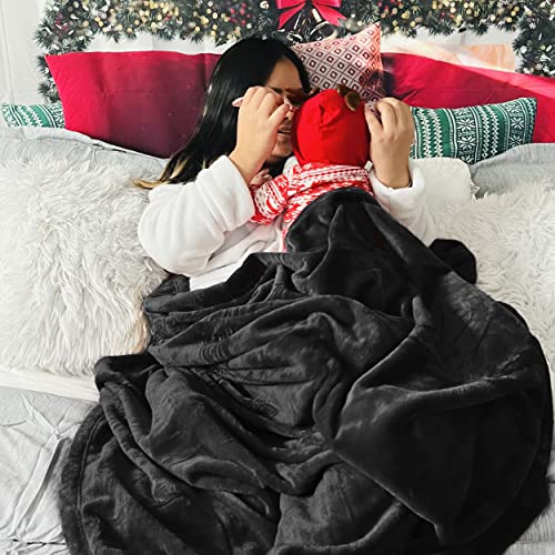 Bedsure GentleSoft Fleece Blanket - Black Large (120x120 inches) - Cozy Luxury Microfiber