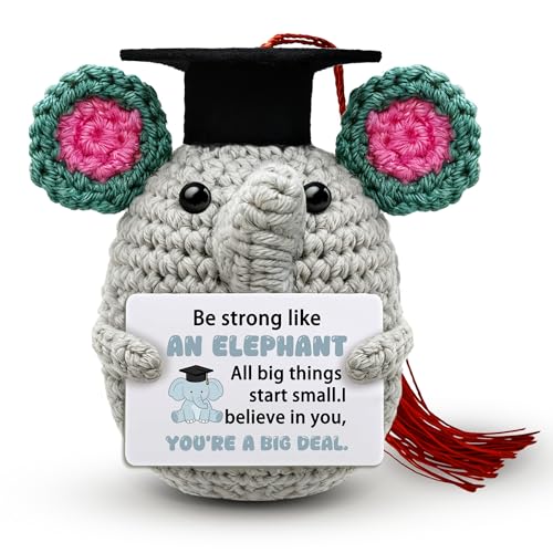 Handmade Crochet Elephant Graduation Gift - 2026 Motivational Decor