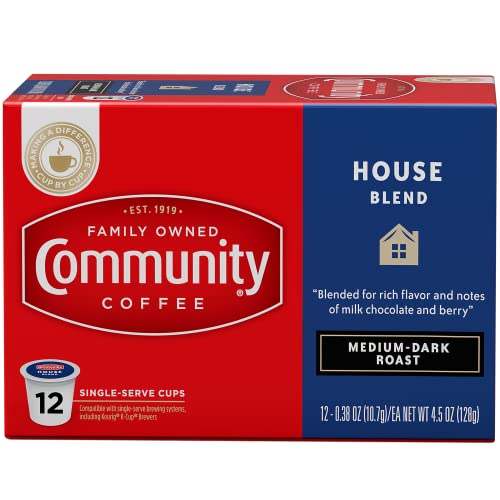 Community Coffee House Blend Coffee Pods, Medium-Dark Roast, 12 Count