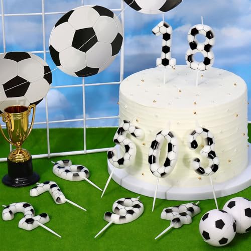 LASILE Soccer Number 8 Birthday Candle - Sports Themed Cake Topper, Party Supplies for Boys & Girls
