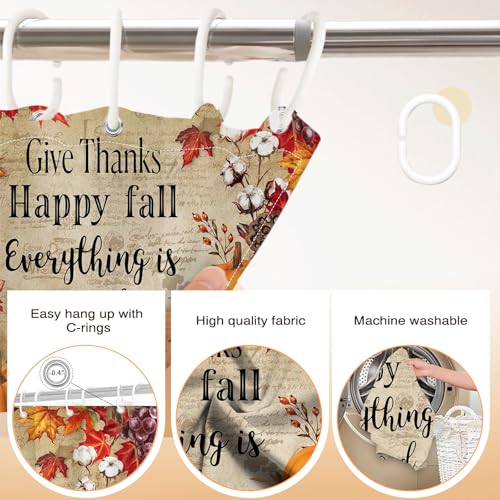 Lindameler Autumn Maple Pumpkin Shower Curtain - 72x72 Waterproof Fall Decor