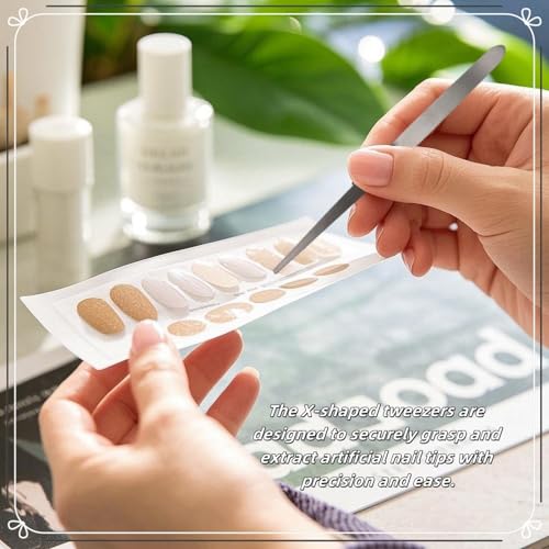 TIKIYOUN Reverse Craft Tweezers Set - 2 Pcs Stainless Steel Cross Lock Tweezers with Pointed and Curved Tips for Jewelry, Nails, and Eyelash Extensions