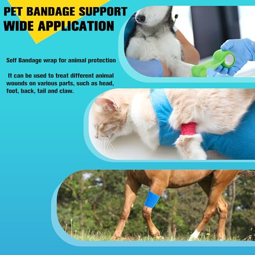 12 Pack Self Adhesive Bandage Wrap, 1 in x 5 Yards Non-Woven Self Adherent Cohesive Bandage, Vet Wrap Wound Tape for Thumb Finger Wrist Knee Ankle, White