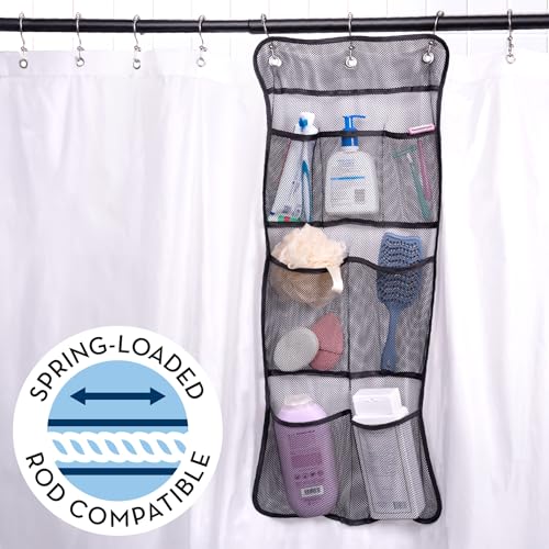 S&T INC. Hanging Shower Caddy Organizer, 2 Pack, 14" x 30", Black