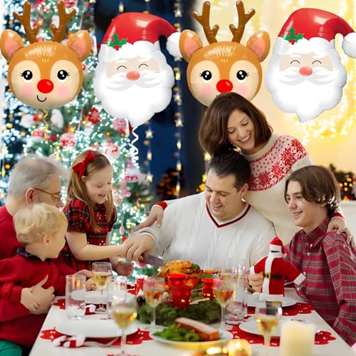 Christmas Santa Claus Reindeer Foil Balloons Set for Holiday Party Decorations