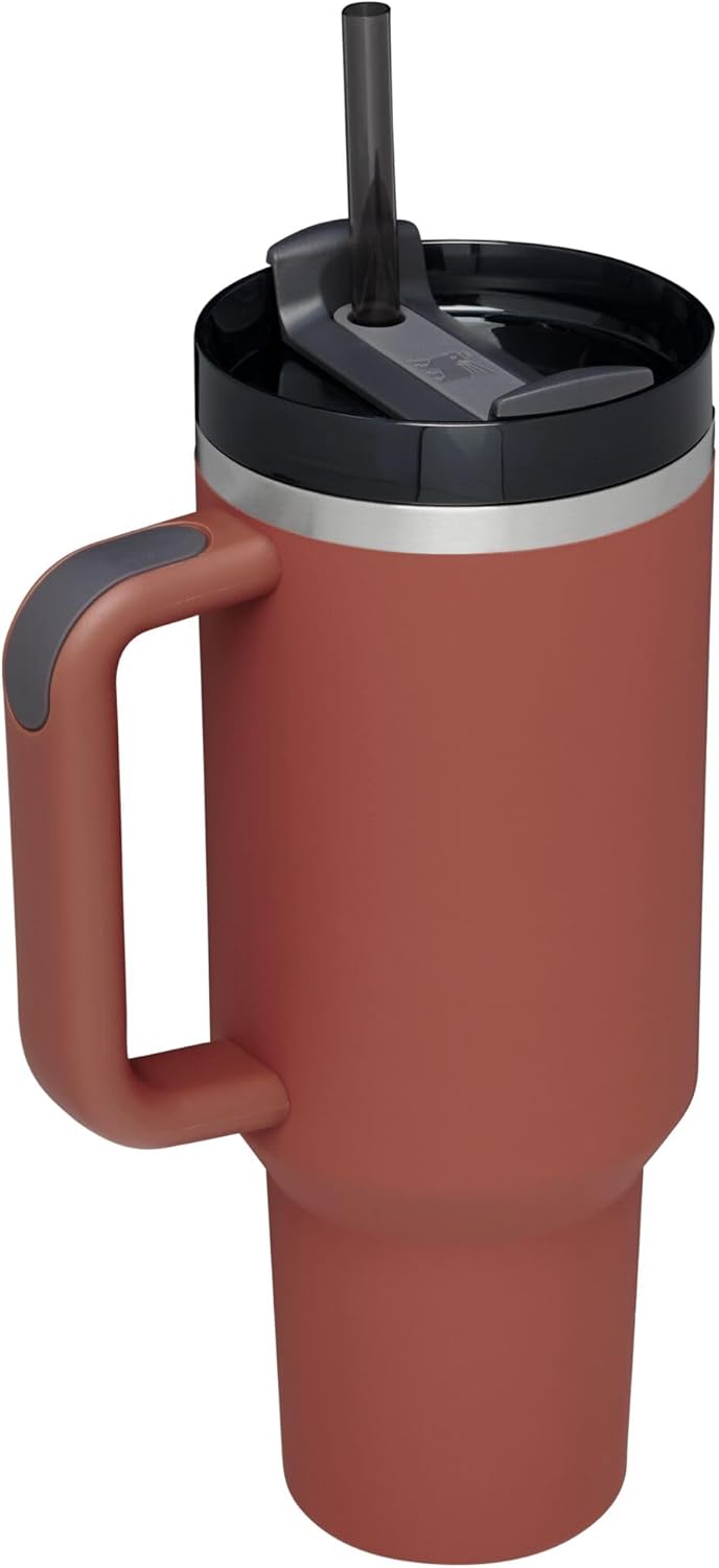 STANLEY Quencher H2.0 Tumbler - 40 oz Insulated Stainless Steel Cup with Handle & Straw | Red Rust