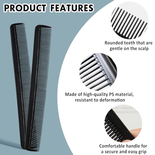 Zoolinn Portable Hair Comb Set 4-Pack - 7.67 Inch Fine Teeth Black