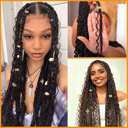 60 PCS Gold Hair Jewelry for Braids and Dreadlocks Cuffs