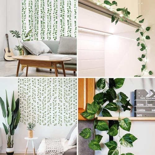 MVOVM 12 Pack Artificial Ivy Garland - 7ft Fake Greenery for Wedding & Home Decor