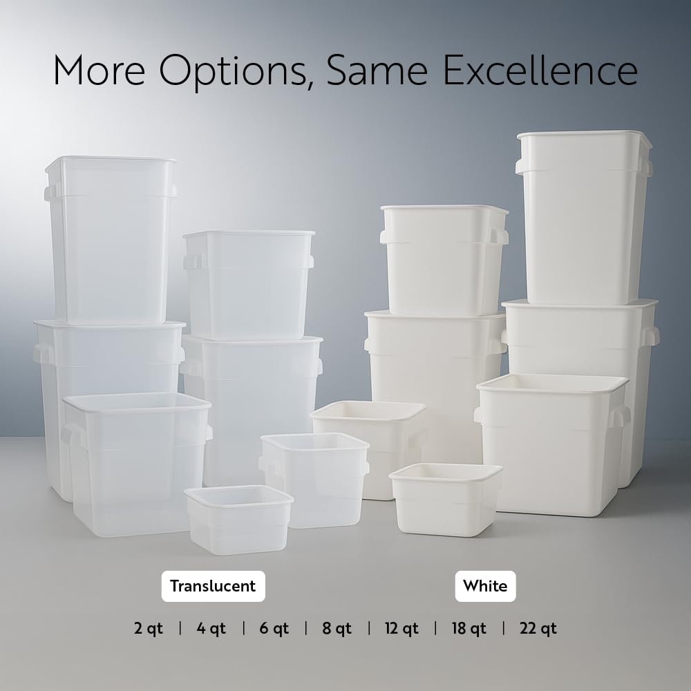 Restaurantware Food Storage Container 1 Pack of 22 qt Plastic Kitchen Storage Bin with Volume Markers Space-Efficient Design Dishwasher-Safe Polypropylene Translucent