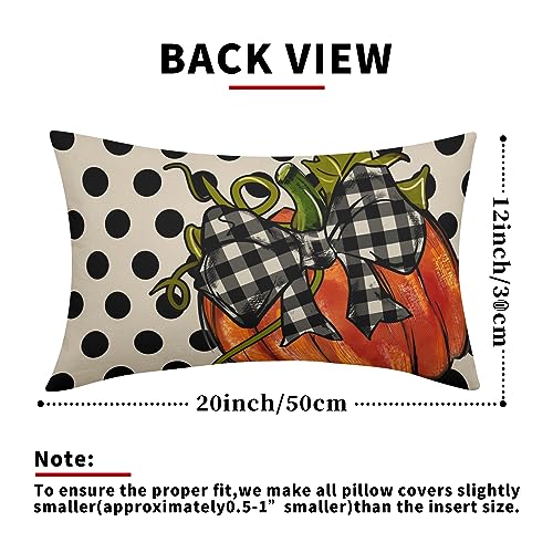 Sweetshow Fall Lumbar Pillow Covers 12x20, Orange Pumpkin Throw Set of 2