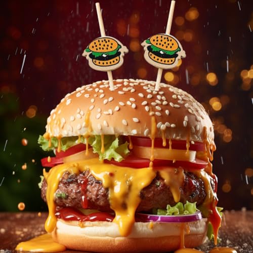 100PCS Hamburger Toothpicks - Reusable Cocktail Picks for Parties