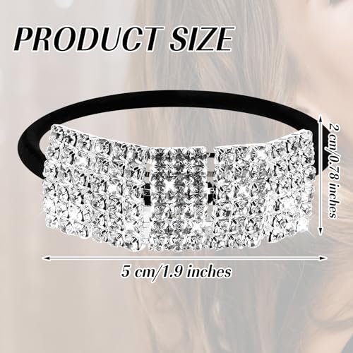 Bremorou 2 Pcs Sparkly Rhinestone Ponytail Holders Silver Crystal Scrunchies