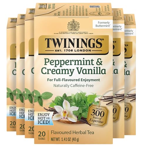 Twinings Herbal Tea Bags - Peppermint & Creamy Vanilla, 20 Count (Pack of 6)