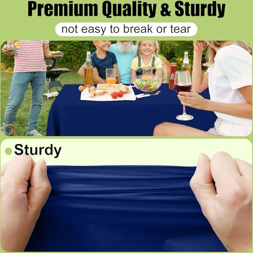 Smiry 54"x108" Navy Disposable Table Cloth – 3 Pack Waterproof Plastic Covers for Parties & Picnics