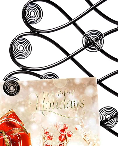 Decorative 17.5 Inch Black Christmas Card & Photo Holder Rack - Tabletop Display