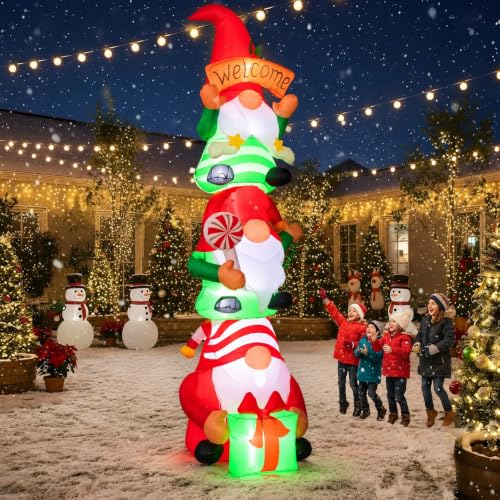Giant 9FT Christmas Gnome Inflatable Outdoor Yard Decoration with Lights