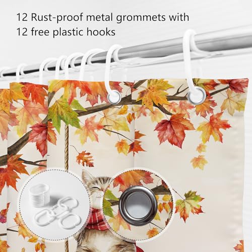 Thanksgiving Cat Pumpkin Shower Curtain - 72x72 Polyester Decor