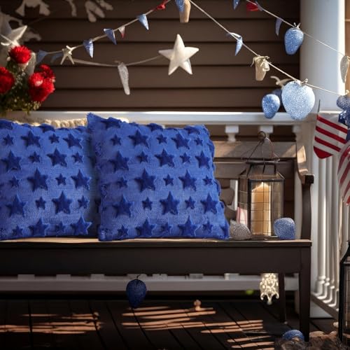 Tiamon Set of 2 18x18 Blue Star Throw Pillow Covers