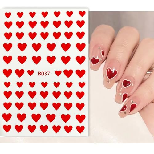 SONGJIE 8 Sheets 3D Heart Nail Stickers Self-Adhesive Decals