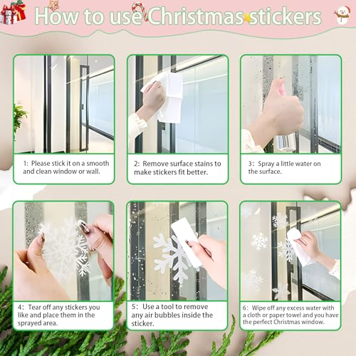 147 Pcs Christmas Window Clings - Snowflake Decorations for Holiday Decor