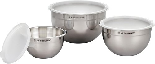 Le Creuset Nested Mixing Bowls Set - 3 Durable Bowls with Nonslip Silicone Base & Airtight Lids
