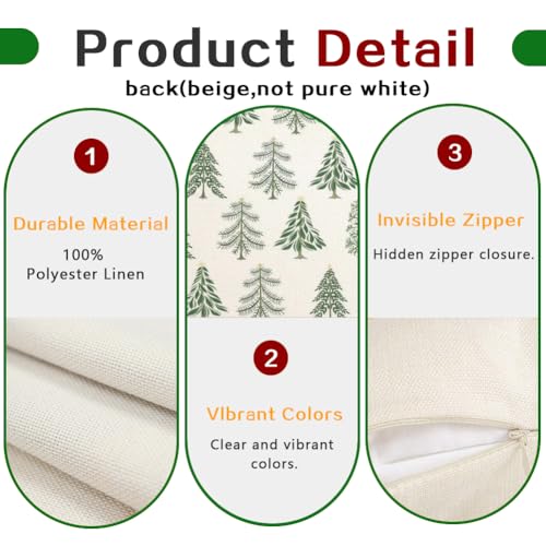 RABUSOFA Christmas Pillow Covers Set of 2 - 18x18 Inch Decorative Throw Pillows for Holiday Decor